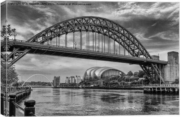 River Tyne in Mono Canvas Print by Jo Sowden