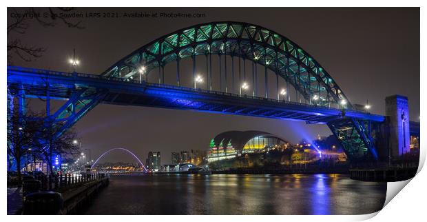 Newcastle view at Night Print by Jo Sowden