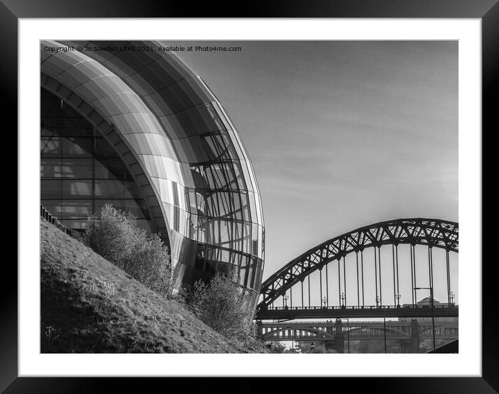 Newcastle in Mono Framed Mounted Print by Jo Sowden