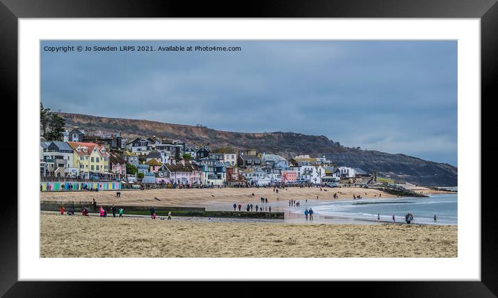 Lyme Regis Beach  Framed Mounted Print by Jo Sowden