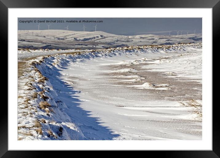 Pennine snowscene at Blackstone Edge. Framed Mounted Print by David Birchall