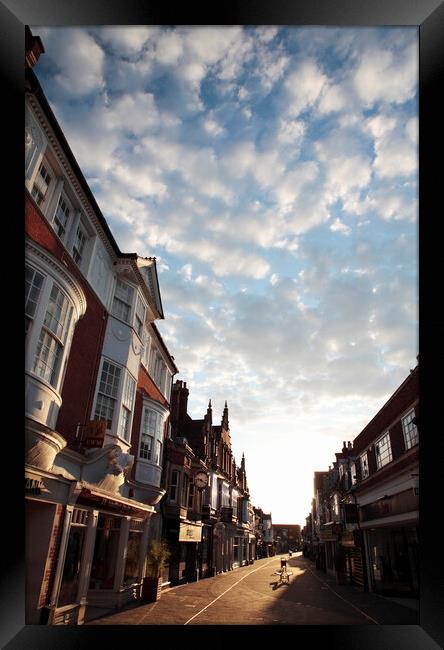 West Street at Sunset, Horsham, West Sussex, Engla Framed Print by Neil Overy