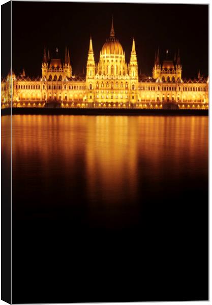 Hungarian Parliament Building, Budapest, Hungary Canvas Print by Neil Overy