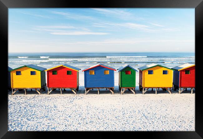 Beach Huts at Muizenberg Beach, Western Cape, Sout Framed Print by Neil Overy