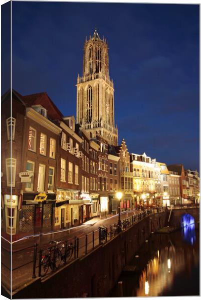 Utrecht Dom Tower at Night Canvas Print by Neil Overy