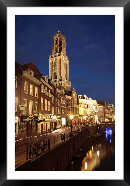 Utrecht Dom Tower at Night Framed Mounted Print by Neil Overy