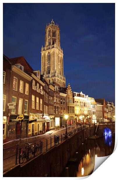Utrecht Dom Tower at Night Print by Neil Overy