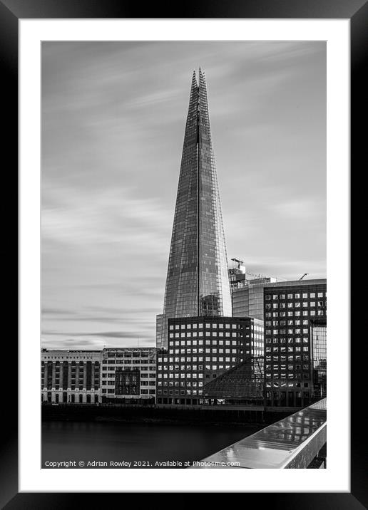 The Shard Monochrome Framed Mounted Print by Adrian Rowley
