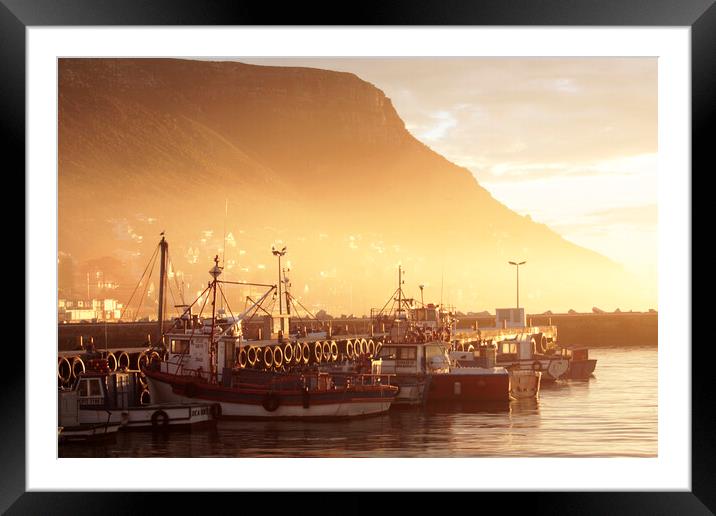 Fishing Boats at Dawn, Kalk Bay, South Africa Framed Mounted Print by Neil Overy