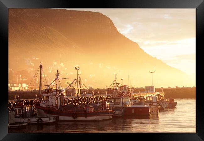 Fishing Boats at Dawn, Kalk Bay, South Africa Framed Print by Neil Overy