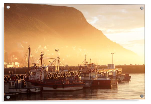 Fishing Boats at Dawn, Kalk Bay, South Africa Acrylic by Neil Overy