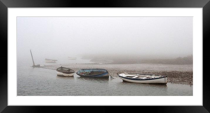 Boats in the Mist Framed Mounted Print by Francesca Shearcroft