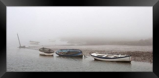 Boats in the Mist Framed Print by Francesca Shearcroft
