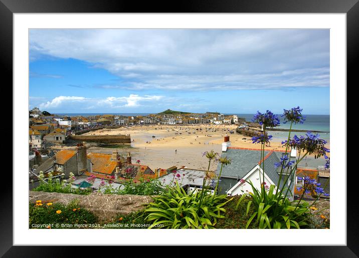 View over the rooftops to St Ives Harbour Framed Mounted Print by Brian Pierce