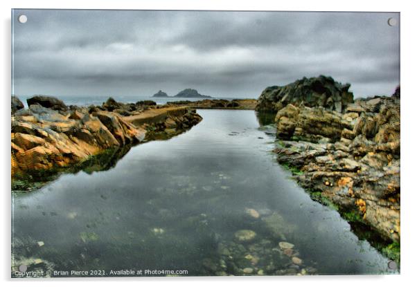 Across the rocks from Priest's Cove to the Brisions Acrylic by Brian Pierce