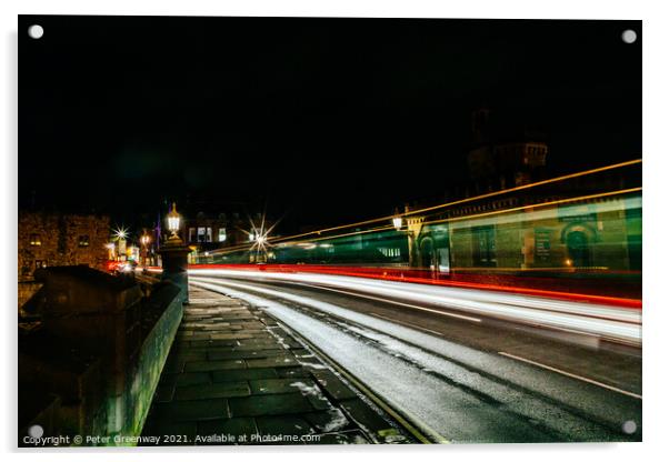 Light Trails On Lendal Bridge, York Acrylic by Peter Greenway