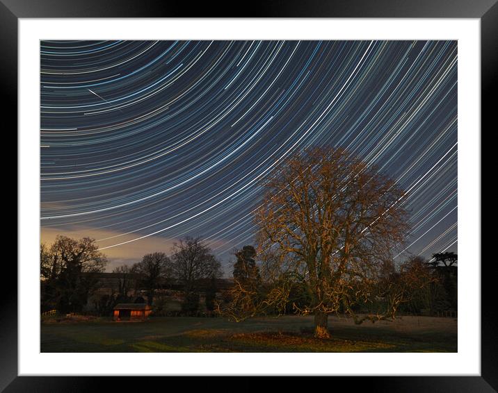 Stars and Meteor in night sky Framed Mounted Print by mark humpage