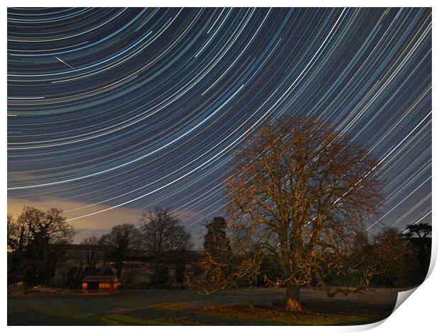 Stars and Meteor in night sky Print by mark humpage