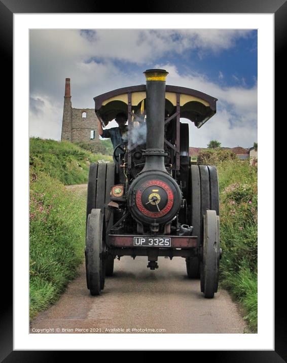 Traction Engine on the track at Higher Bal Mine Framed Mounted Print by Brian Pierce