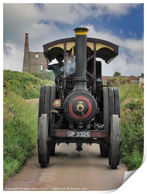 Traction Engine on the track at Higher Bal Mine Print by Brian Pierce