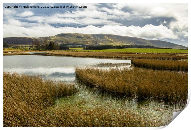 Across Mynydd Illtyd Pond to Fan Frynych  Print by Nick Jenkins