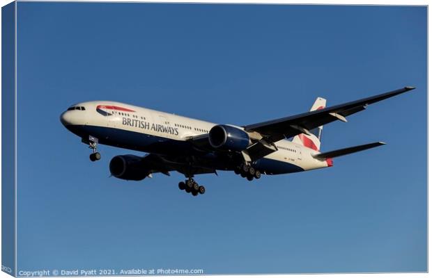 British Airways Boeing 777-236         Canvas Print by David Pyatt