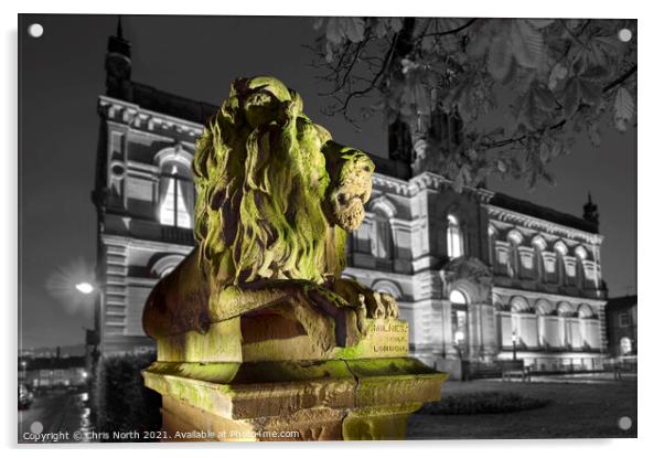Sentinel Lion, Saltaire. Acrylic by Chris North