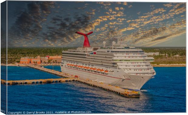 Cruise Ship at Remote Port at Dusk Canvas Print by Darryl Brooks
