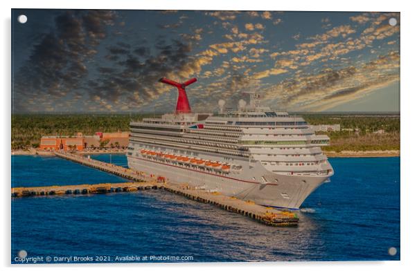 Cruise Ship at Remote Port at Dusk Acrylic by Darryl Brooks