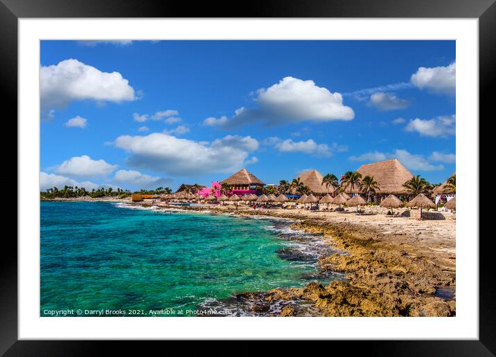 Colorful Huts on Rocky Beach Framed Mounted Print by Darryl Brooks