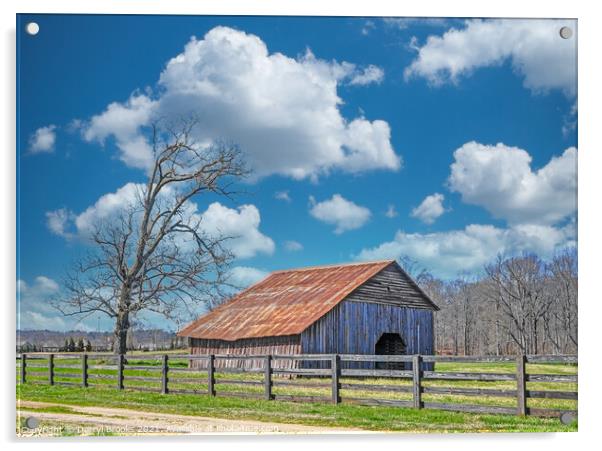 Old Barn Beyond Fence Acrylic by Darryl Brooks