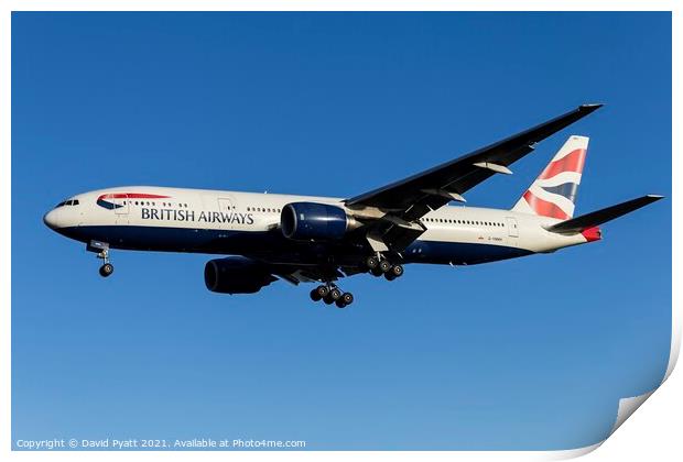 British Airways Boeing 777 Print by David Pyatt