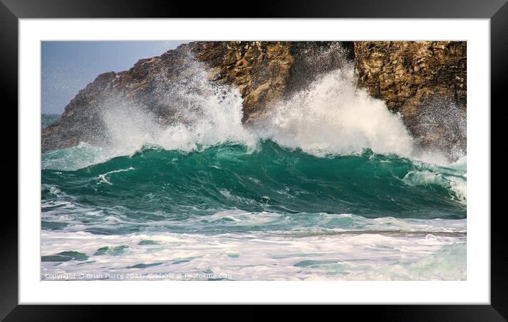 Cornish Wave at Chapel Porth Framed Mounted Print by Brian Pierce