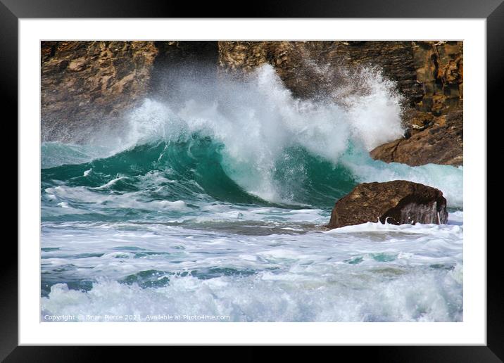 Cornish Wave at Chapel Porth Framed Mounted Print by Brian Pierce