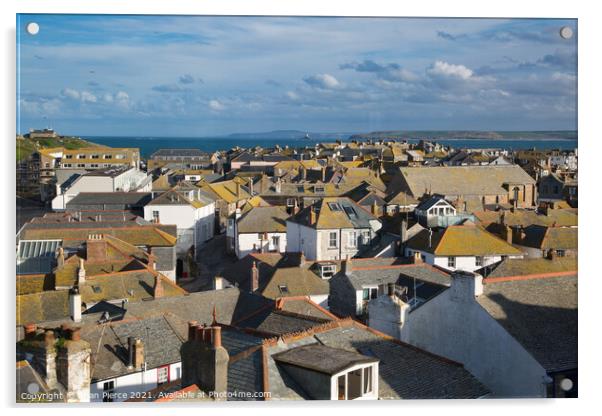 The rooftops of St Ives Acrylic by Brian Pierce