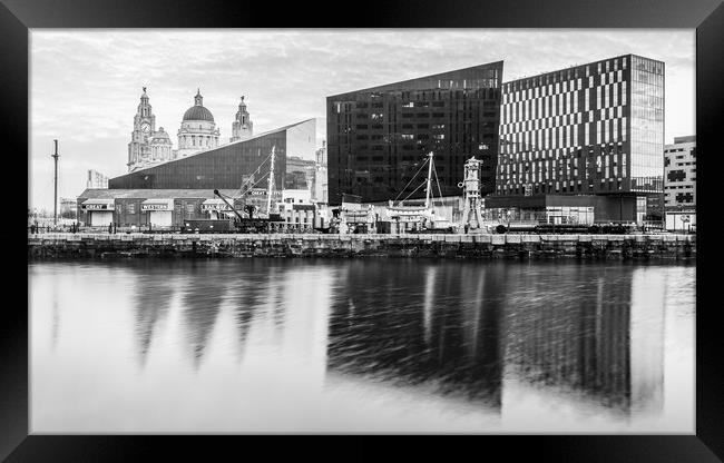 Reflections of the Liverpool skyline in Canning Dock Framed Print by Jason Wells