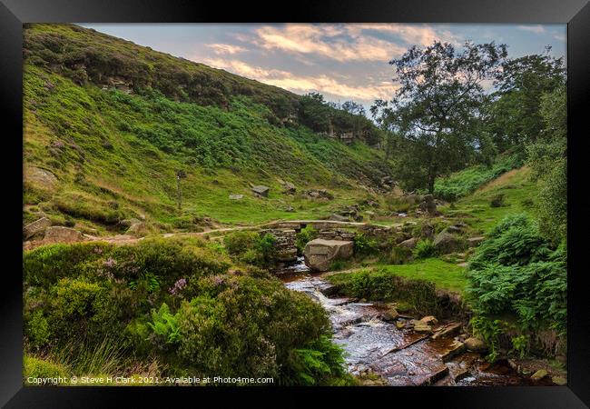 The Bronte Bridge on Haworth Moor Framed Print by Steve H Clark