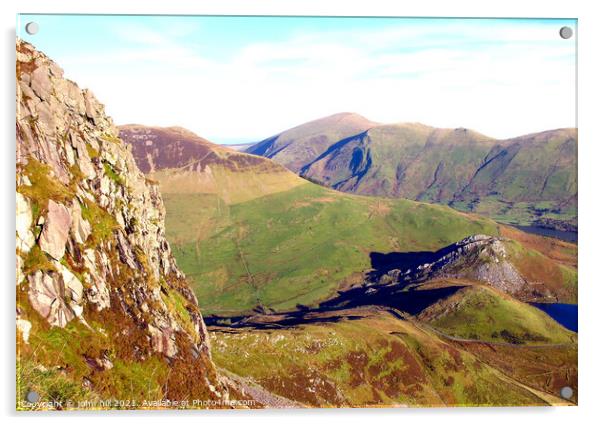 Y Garn (Nantlle Ridge) and Moel Eilio in Wales. Acrylic by john hill