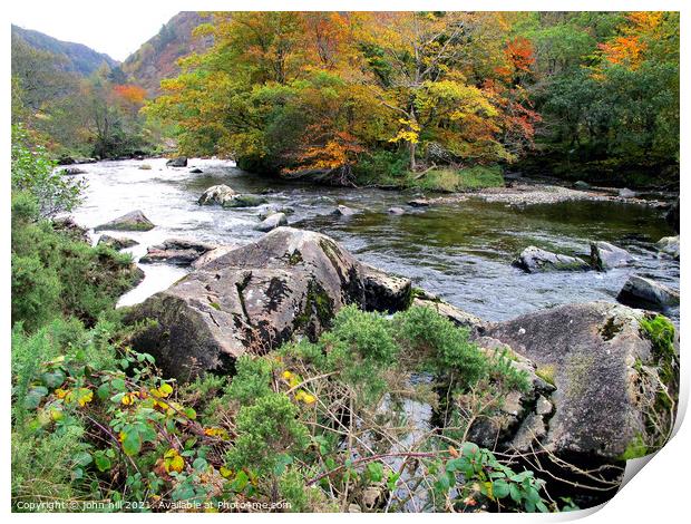 Autumn at Pass of Aberglaslyn in Wales. Print by john hill