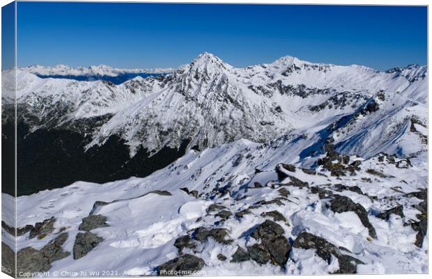 Kepler Track in Fiordland National Park in winter with snow mountains, South Island, New Zealand Canvas Print by Chun Ju Wu
