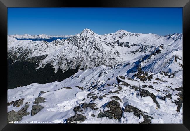 Kepler Track in Fiordland National Park in winter with snow mountains, South Island, New Zealand Framed Print by Chun Ju Wu