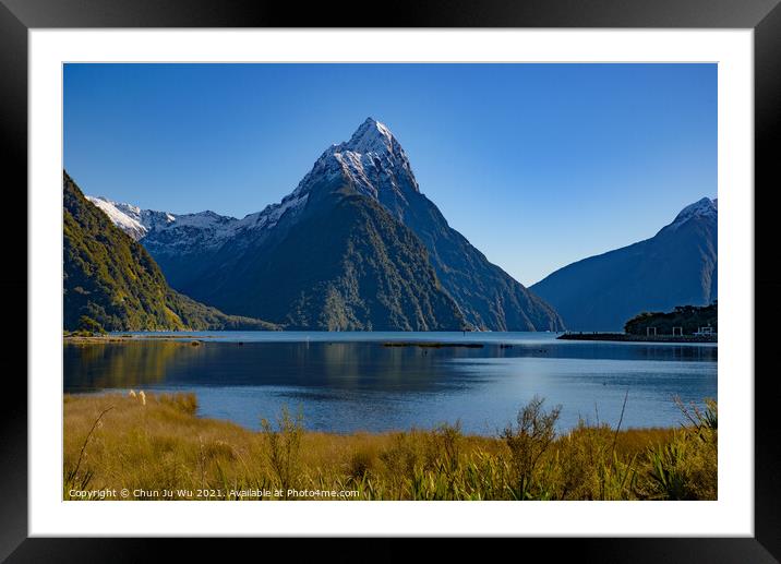 Milford Sound at Fiordland National Park in New Zealand Framed Mounted Print by Chun Ju Wu