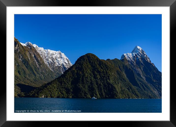Milford Sound at Fiordland National Park in New Zealand Framed Mounted Print by Chun Ju Wu