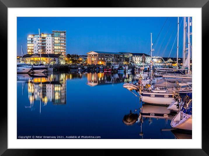 Plymouth Barbican Harbour On A Saturday Night Framed Mounted Print by Peter Greenway