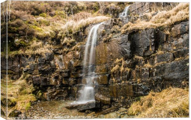 Waterfall beside the A470 over the Brecon Beacons Canvas Print by Nick Jenkins