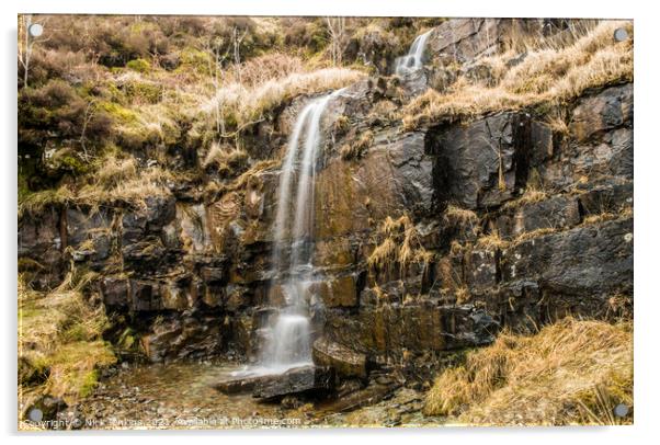 Waterfall beside the A470 over the Brecon Beacons Acrylic by Nick Jenkins