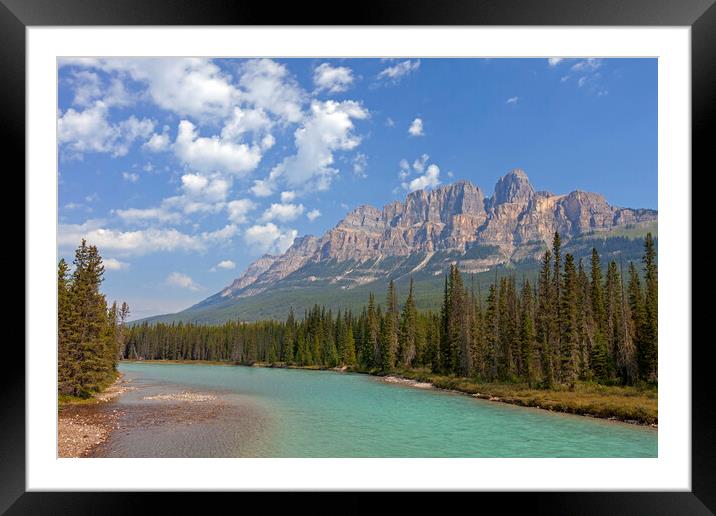 Castle Mountain and the Bow River in Banff National Park, Alberta Framed Mounted Print by Arterra 