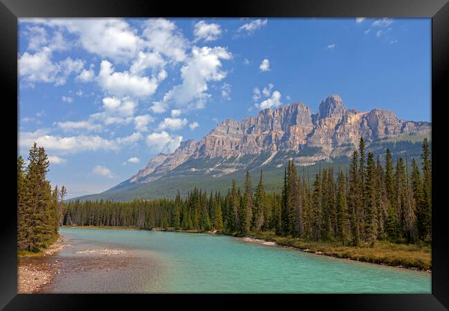 Castle Mountain and the Bow River in Banff National Park, Alberta Framed Print by Arterra 