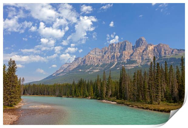 Castle Mountain and the Bow River in Banff National Park, Alberta Print by Arterra 