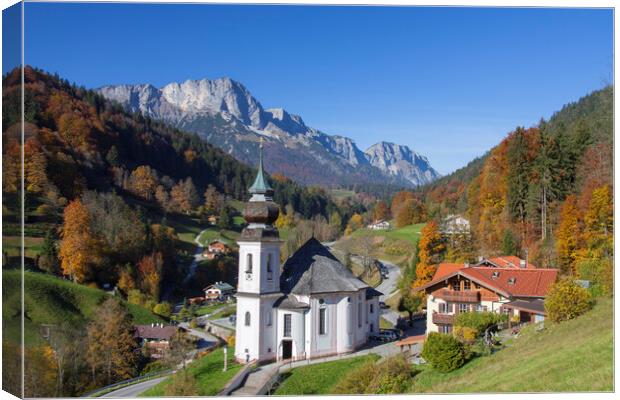 Wallfahrtskirche in Berchtesgaden in Autumn, Bavaria Canvas Print by Arterra 